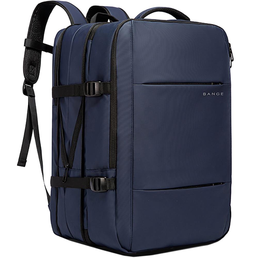 Rucsac calatorii, laptop 15.6 inch, extensibil, rezistent la stropi de apa, multifunctional, buzunar antifurt, sistem fixare pe valiza, port USB, BANGE, BG1908SNY, Albastru