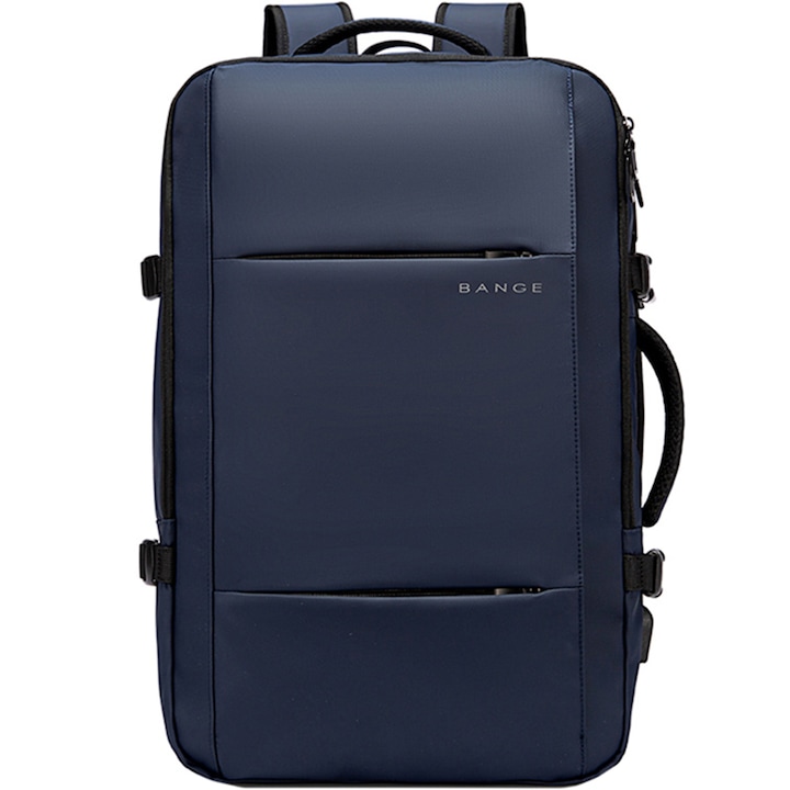Rucsac calatorii, laptop 15.6 inch, extensibil, rezistent la stropi de apa, multifunctional, buzunar antifurt, sistem fixare pe valiza, port USB, BANGE, BG1908SNY, Albastru