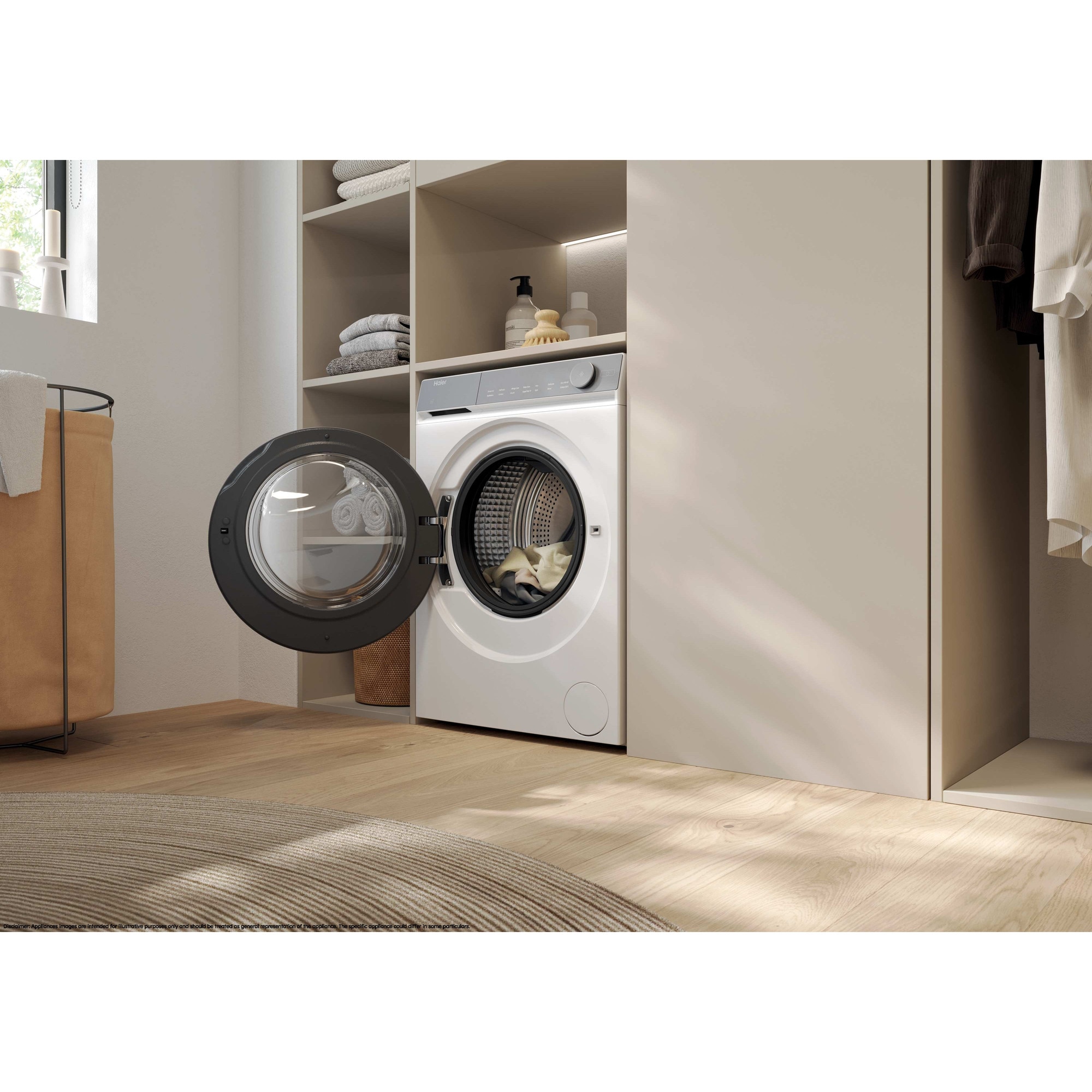 Masina de spalat rufe Haier HW80-B14367U1-S, 8 kg, 1400 rpm, clasa A-45%, motor Direct Motion, Flexy Time, WiFi/ hOn app, ABT, Refresh, alba
