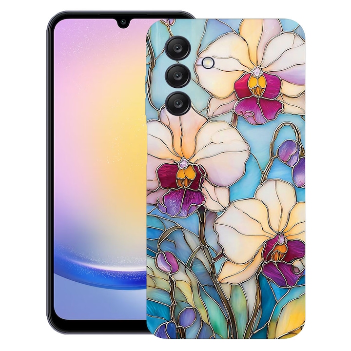 BestCase® Husa TPU Ultra Slim compatibila cu Samsung Galaxy A55 5G, Floral - Stained Glass Orchid, 1788874 B 2061