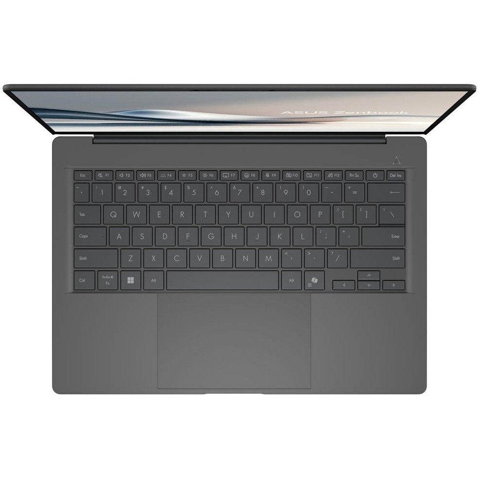 Laptop ASUS Zenbook A14 UX3407RA cu procesor Snapdragon® X Elite X1E 78 100 pana la 3.4GHz, 14'', WUXGA, OLED, 16GB LPDDR5X RAM, 1TB SSD, Qualcomm® Adreno™ GPU, Windows 11 Pro, Iceland Gray