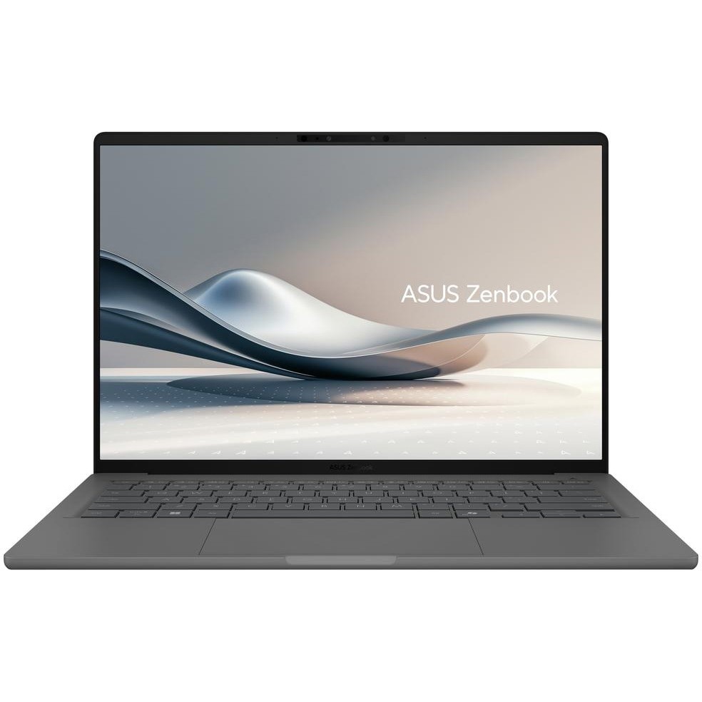 Laptop ASUS Zenbook A14 UX3407RA cu procesor Snapdragon® X Elite X1E 78 100 pana la 3.4GHz, 14'', WUXGA, OLED, 16GB LPDDR5X RAM, 1TB SSD, Qualcomm® Adreno™ GPU, Windows 11 Pro, Iceland Gray