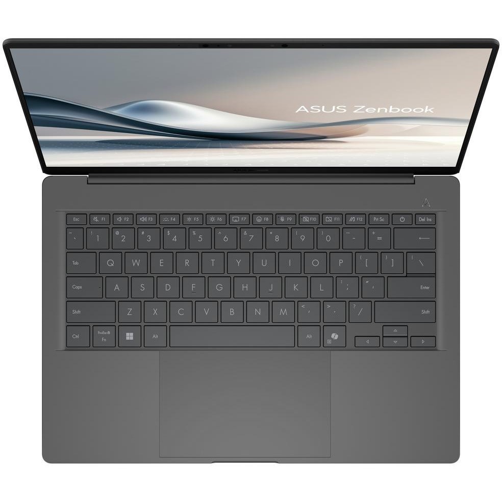 Laptop ASUS Zenbook A14 UX3407RA cu procesor Snapdragon® X Elite X1E 78 100 pana la 3.4GHz, 14'', WUXGA, OLED, 16GB LPDDR5X RAM, 1TB SSD, Qualcomm® Adreno™ GPU, Windows 11 Pro, Iceland Gray