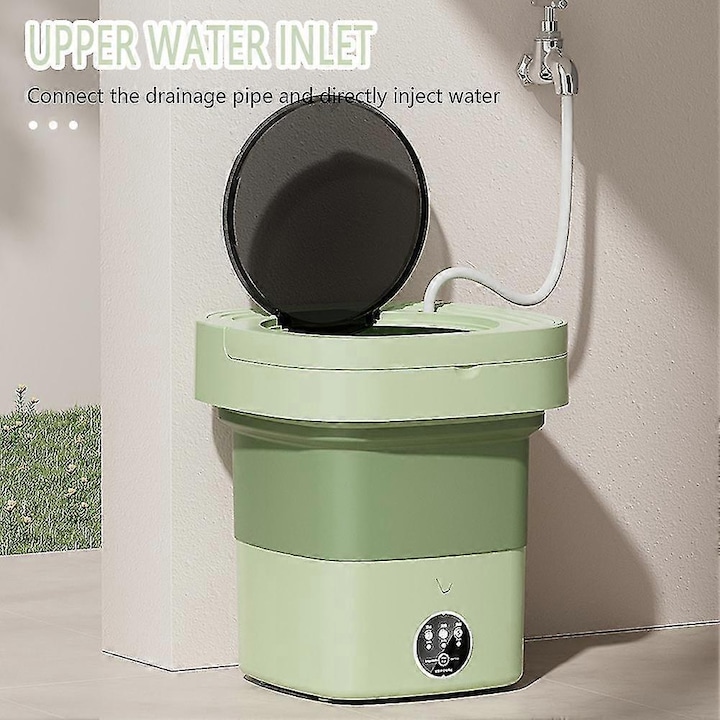 Masina de spalat pliabila 11L cu centrifuga, pentru lenjerie, culoare khaki, dimensiuni 31x22x22cm