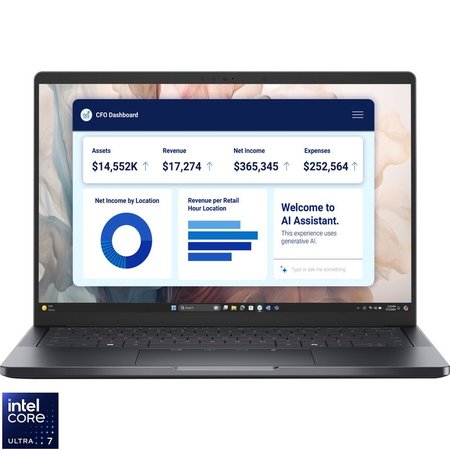 Laptop Dell Pro 14 Premium PA14250 FU7268V32GB1TBW3Y-05, 14 inch 1920 x 1200, Intel 268V 8 C / 8 T, 2.2 GHz - 5.0 GHz, 12 MB cache, 32 GB RAM, 1 TB SSD, Intel Arc Graphics, Windows 11 Pro