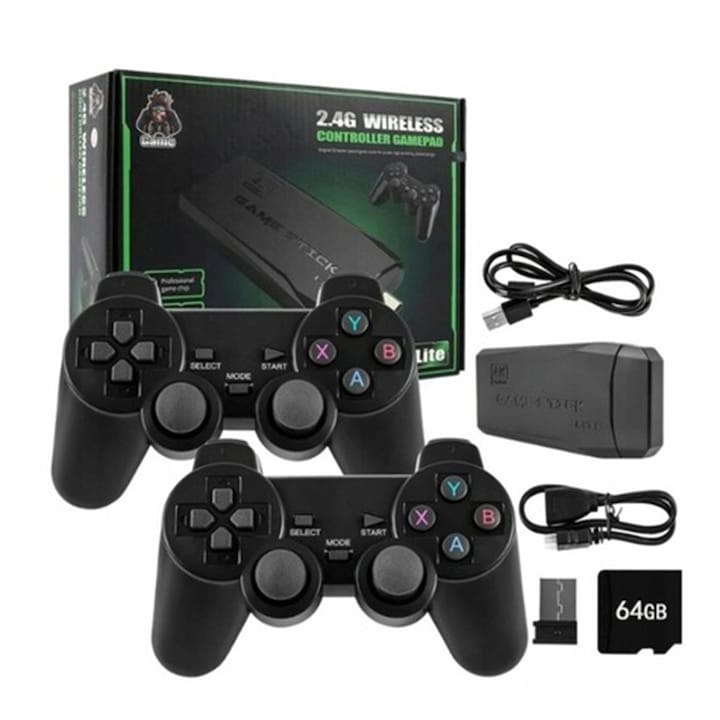 Mini consola retro HDMI cu 22073 jocuri, 2 controllere wireless, card de 64 GB, conectare la televizor si monitor