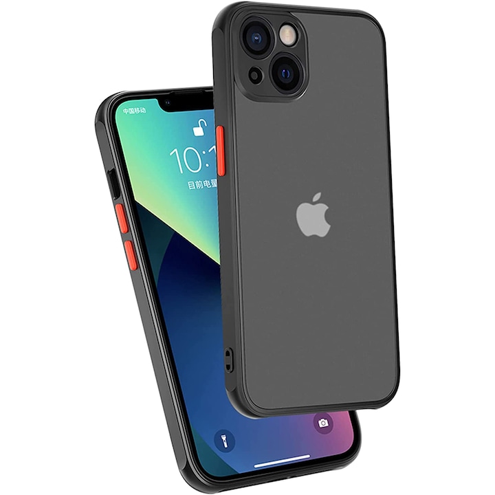 Husa de Protectie pentru Apple iPhone 14, Silicon TPU, Protectie Camera, Trendy Smoky Design, Negru
