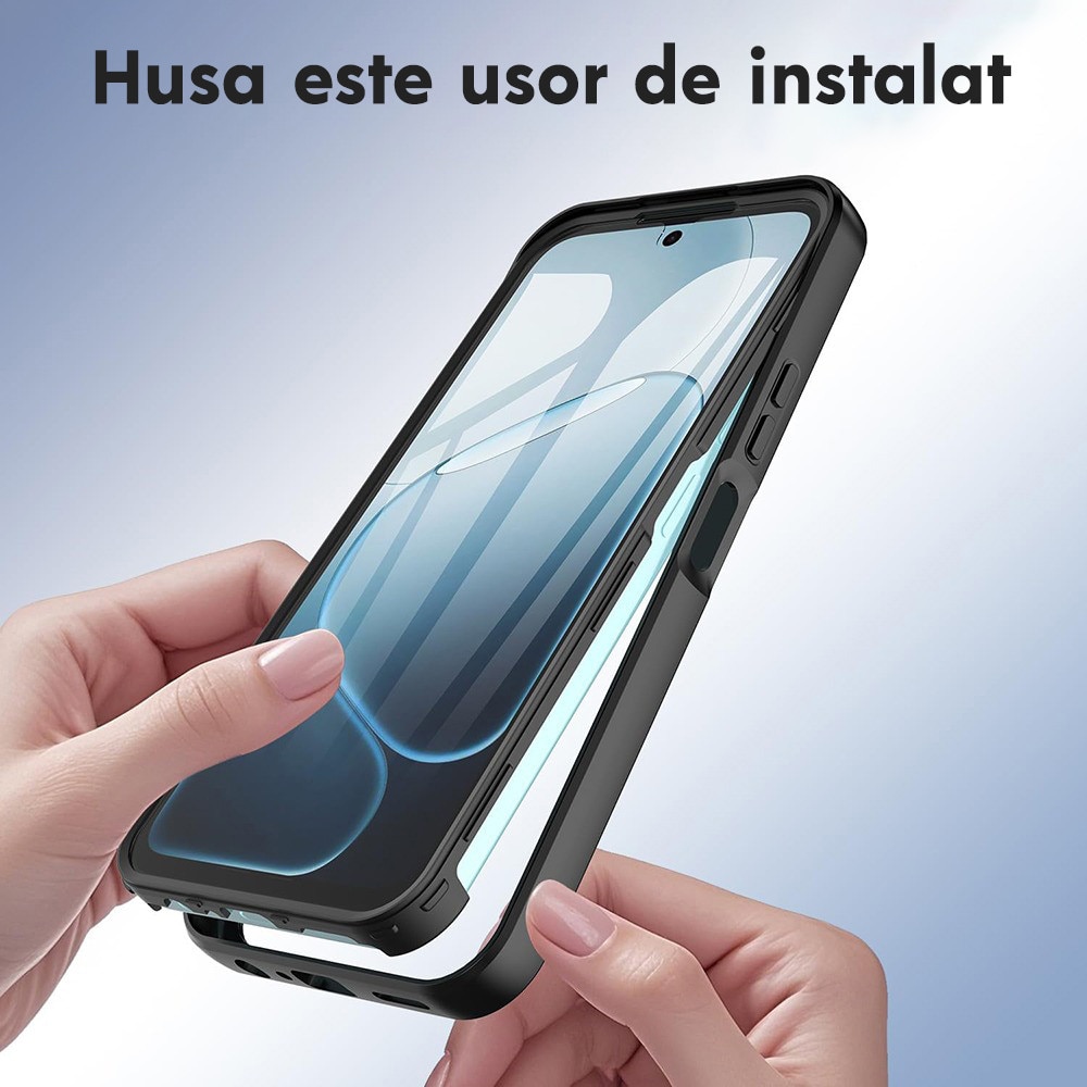 Husa pentru Oppo A6x 4G / A6x 5G / A6k 4G DaDen® ColorVerse 360, Antisoc, Protectie completa spate-ecran, Negru