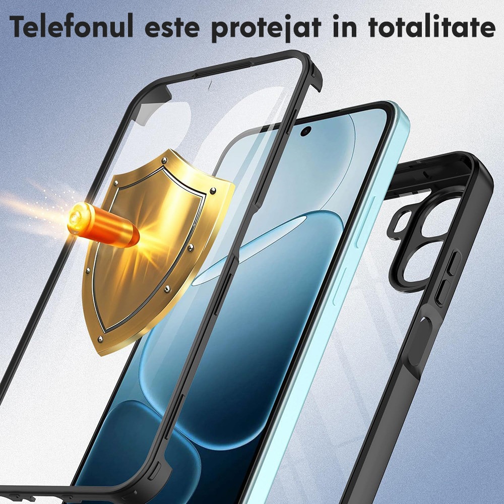 Husa pentru Oppo A6x 4G / A6x 5G / A6k 4G DaDen® ColorVerse 360, Antisoc, Protectie completa spate-ecran, Negru