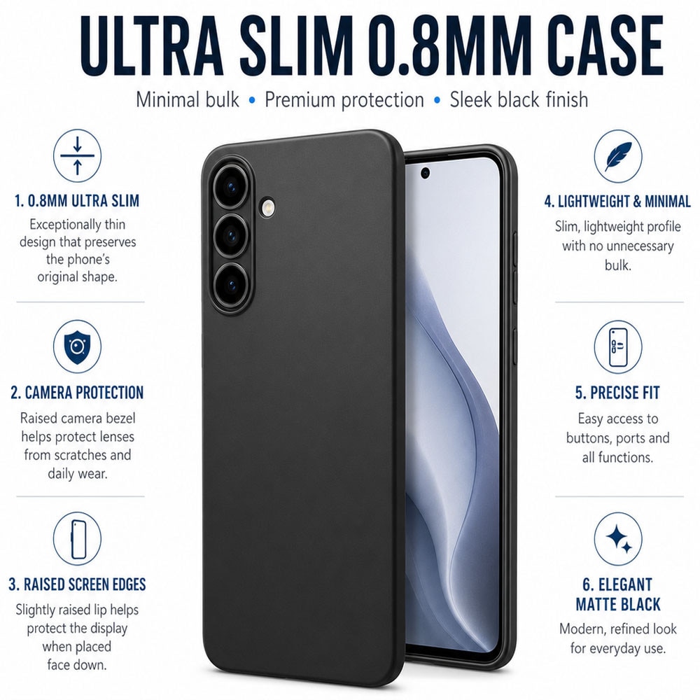 BestCase® Husa TPU Ultra Slim 0.8mm Compatibila cu Xiaomi Redmi A7 Pro, Protectie Camera, Rezistenta la uzura, Negru mat