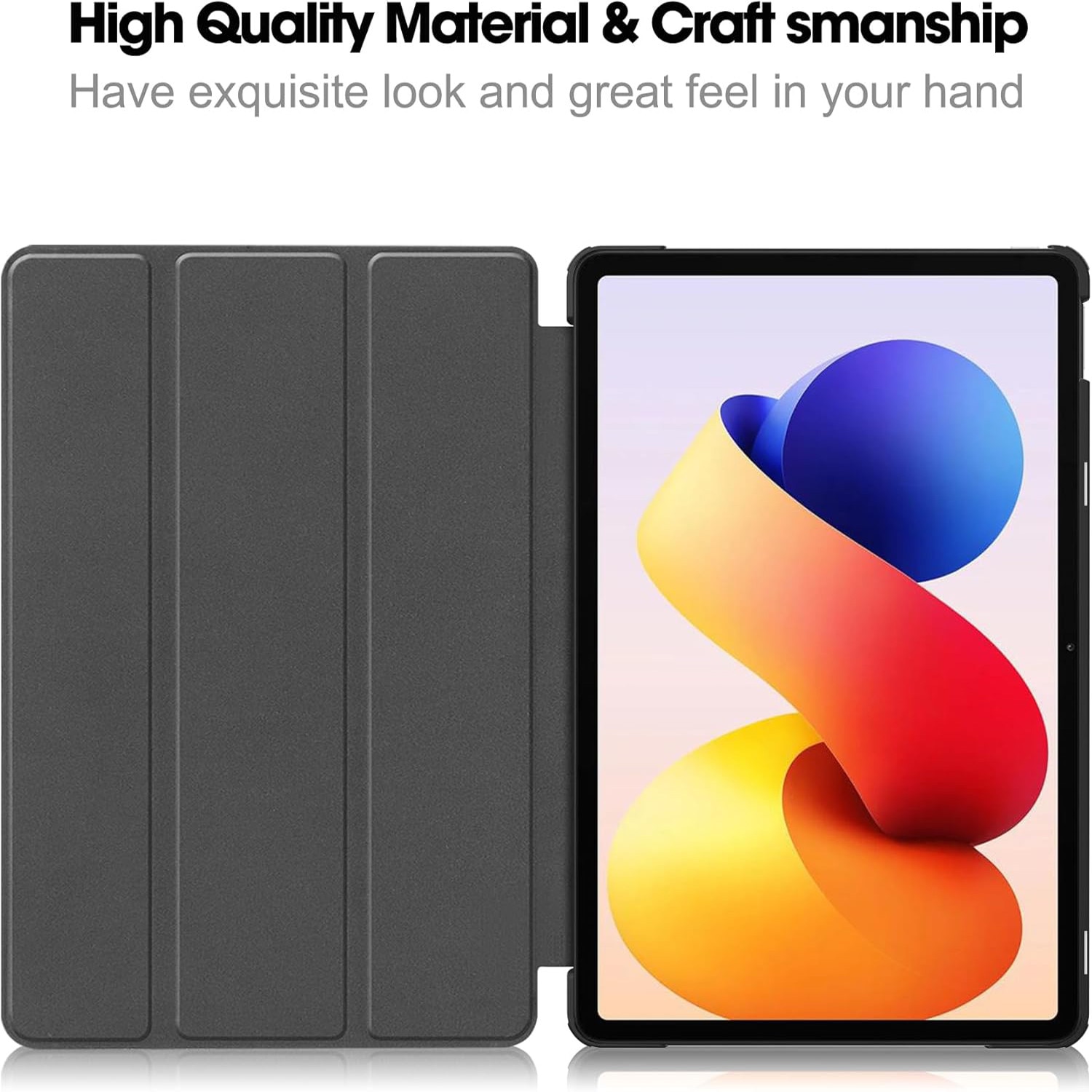 Husa tableta pentru Xiaomi Redmi Pad 2 Pro 12.1" (2025), auto functie sleep/wake tip stand, negru