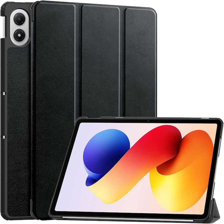 Husa tableta pentru Xiaomi Redmi Pad 2 Pro 12.1" (2025), auto functie sleep/wake tip stand, negru
