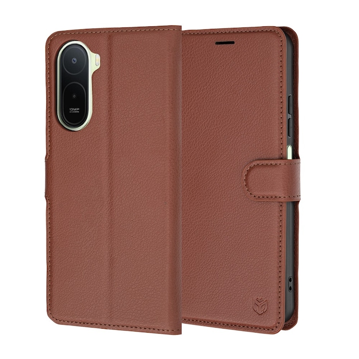 Husa pentru Xiaomi Redmi A7 Pro 4G Tip Carte DaDen®, Leather Folio, Functie de Stand, Calitate Premium, Antisoc, Protectie Sporita, Maro