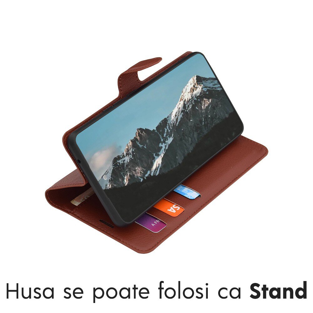 Husa pentru Xiaomi Redmi A7 Pro 4G Tip Carte DaDen®, Leather Folio, Functie de Stand, Calitate Premium, Antisoc, Protectie Sporita, Maro