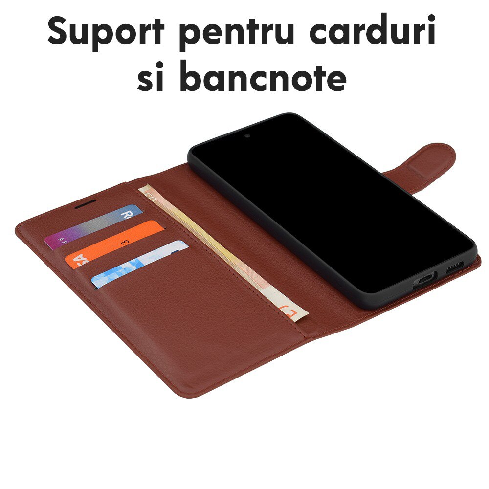 Husa pentru Xiaomi Redmi A7 Pro 4G Tip Carte DaDen®, Leather Folio, Functie de Stand, Calitate Premium, Antisoc, Protectie Sporita, Maro