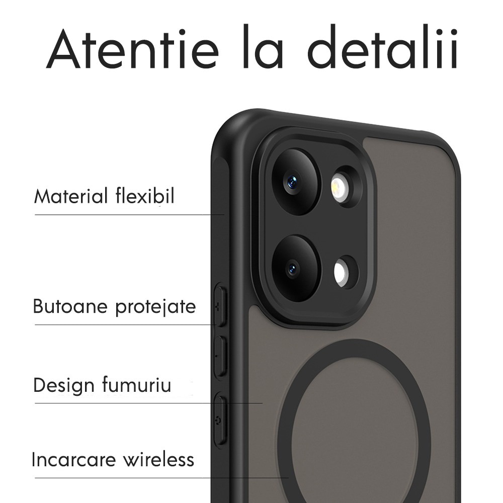 Husa pentru Xiaomi Poco X8 Pro Max Daden® HaloFrost II, MagSafe, Antisoc, Incarcare wireless, Calitate Premium, Negru