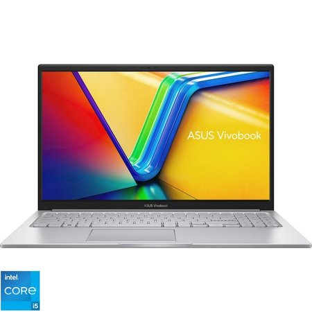 Laptop ASUS Vivobook 15 A1502VA cu procesor Intel® Core™ i5-13420H pana la 4.6GHz, 8 cores, 15.6'', Full HD, IPS, 32GB DDR4, 512GB SSD, Intel® HD Graphics, No OS, Cool Silver