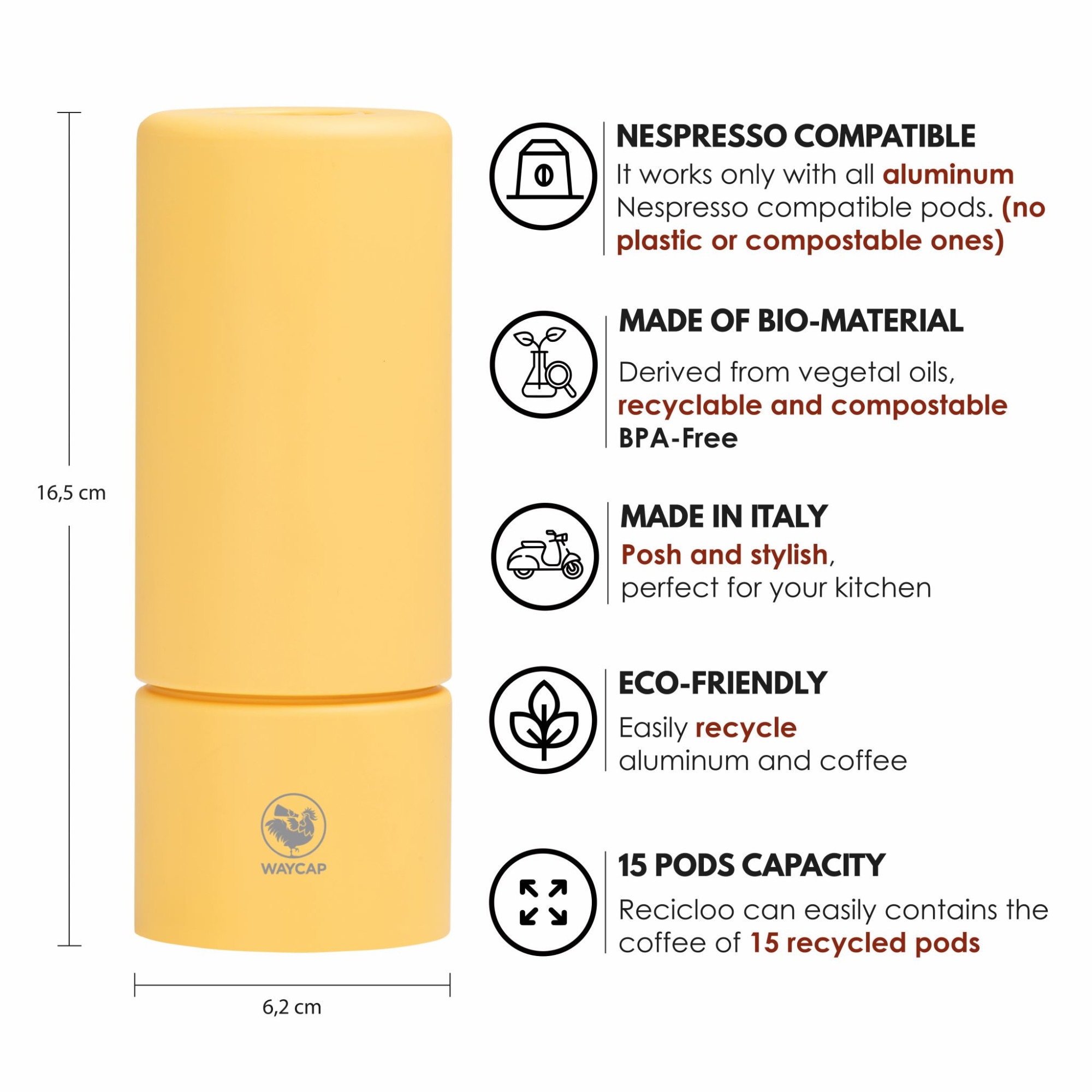Reciclator de capsule, WayCap, compatibil cu Nespresso, Recicloo, verde