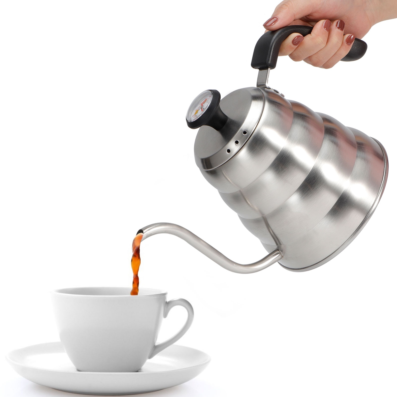 Cafetiera din otel inoxidabil, Cozevdnt, capacitate 1200ml