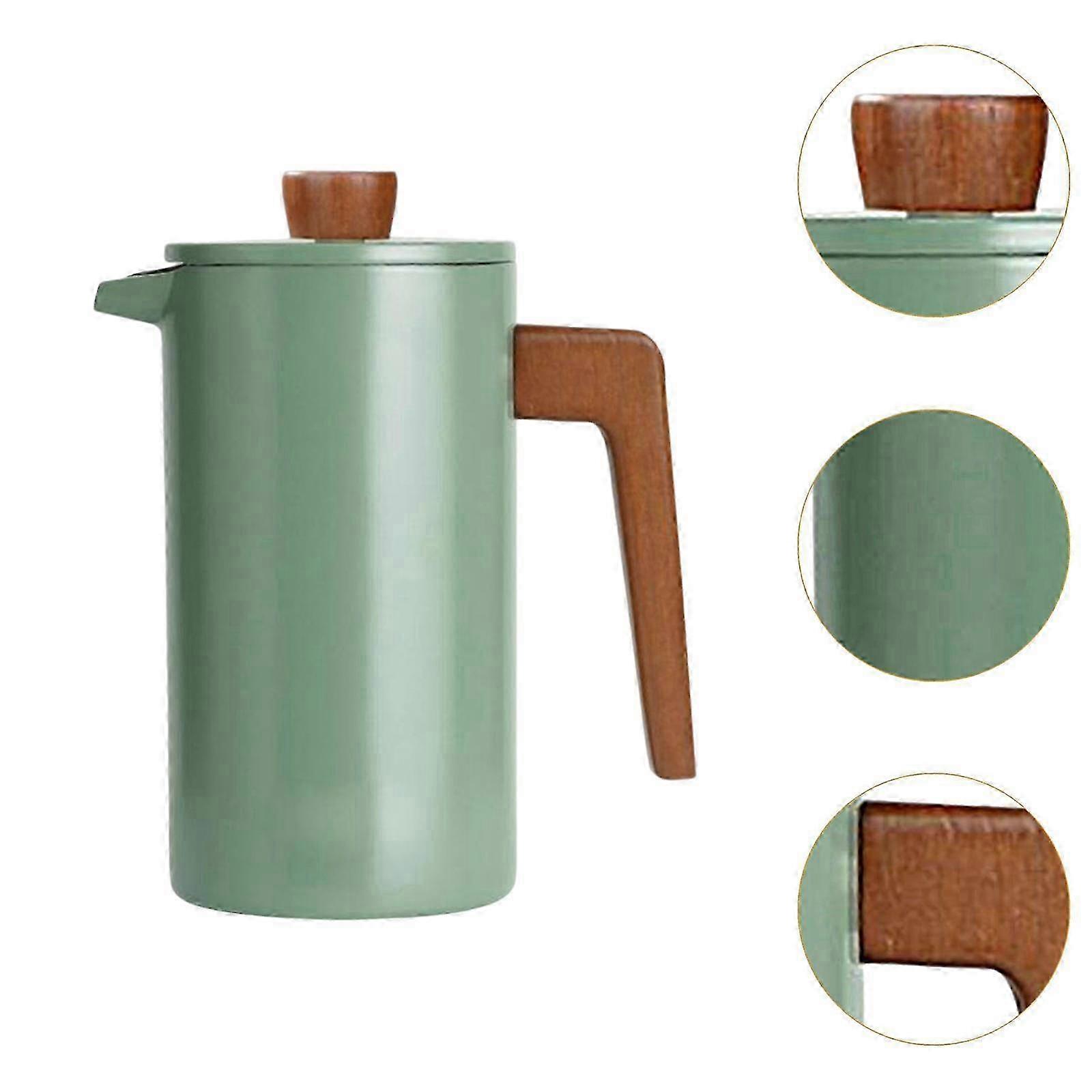 Cafetiera franceza, otel inoxidabil, maner lemn, filtru fin, 17x22x10.3cm, 1000ml