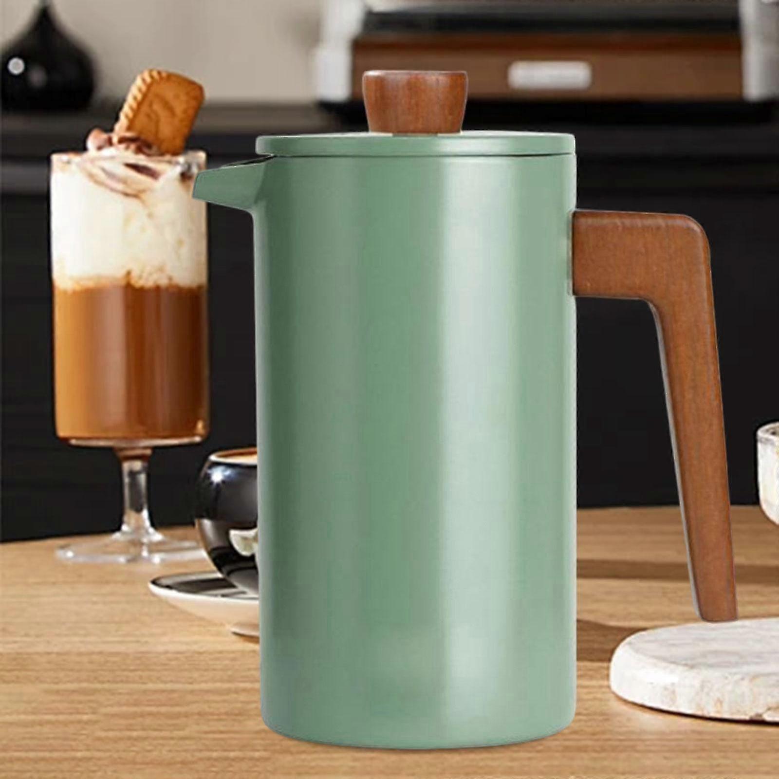 Cafetiera franceza, otel inoxidabil, maner lemn, filtru fin, 17x22x10.3cm, 1000ml