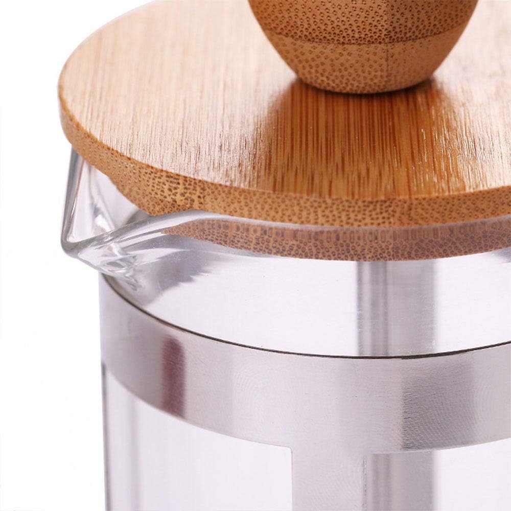 Cafetiera 350ml, bambus, sticla, otel inoxidabil, filtru fin, design robust
