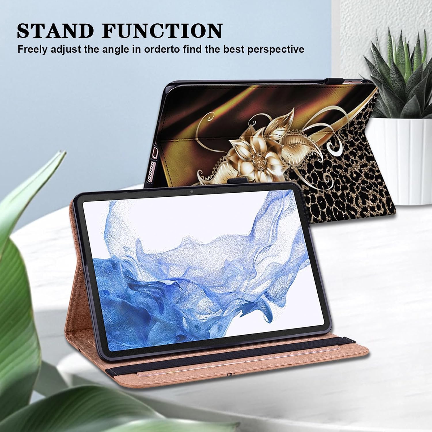 Husa GLANDOTU Compatibila cu Samsung Galaxy Tab A7 10.4, Floare Metalica, Cu Stand
