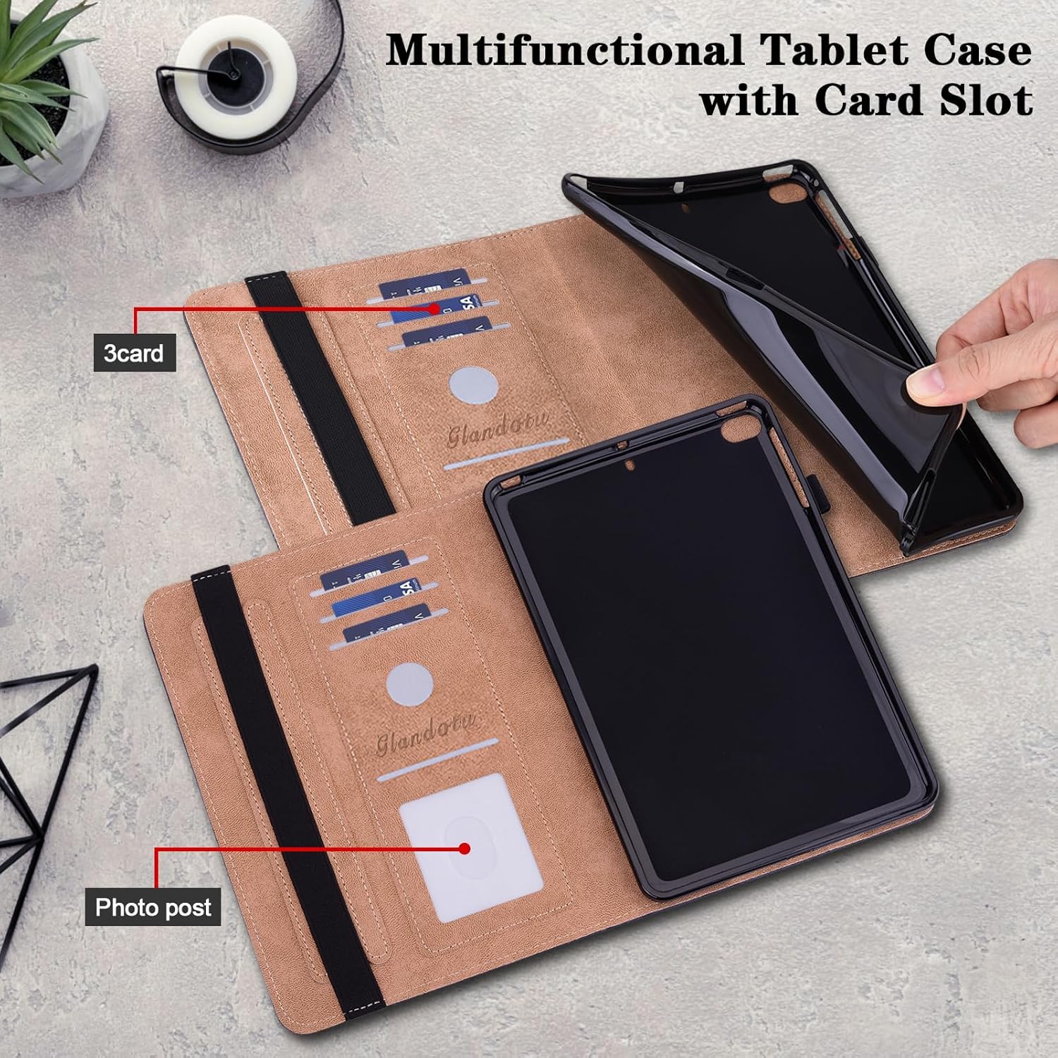 Husa GLANDOTU Compatibila cu Samsung Galaxy Tab A7 10.4, Floare Metalica, Cu Stand