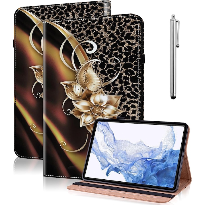 Husa GLANDOTU Compatibila cu Samsung Galaxy Tab A7 10.4, Floare Metalica, Cu Stand