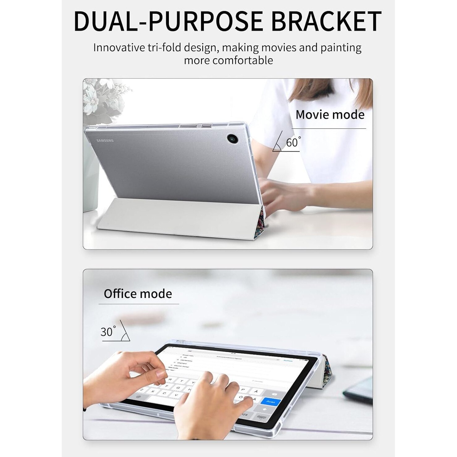 Husa Tableta Vozehui Compatibila cu Samsung Galaxy Tab A8 10.5 inch, Capsuni - Trifold