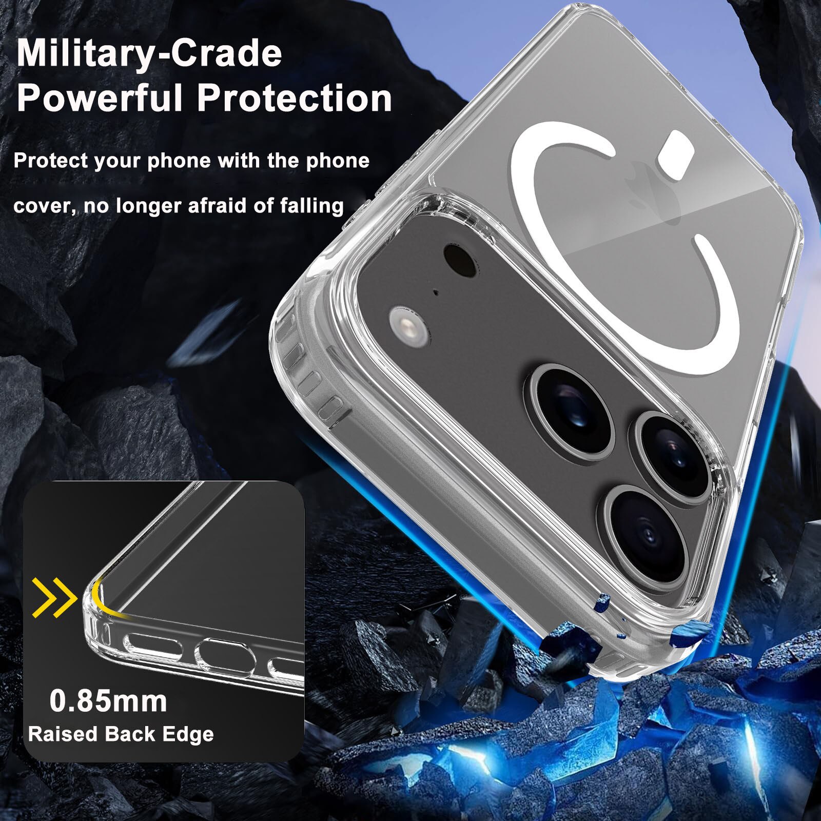 Huse telefoane, AFKSMILE, Husa de protectie compatibila Apple iPhone 17, MagSafe, Anti-soc, 1.5mm, Decupaje Precise, Rezistenta la impact, Margini ridicate pentru protectia ecranului, iPhone 17 Pro Max, TPU+PC, Transparenta