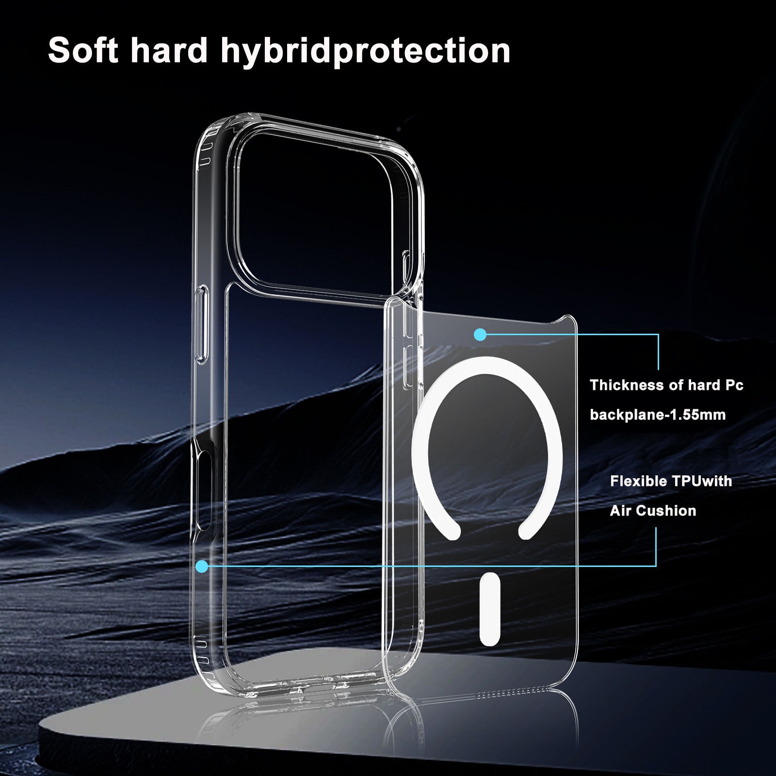 Huse telefoane, AFKSMILE, Husa de protectie compatibila Apple iPhone 17, MagSafe, Anti-soc, 1.5mm, Decupaje Precise, Rezistenta la impact, Margini ridicate pentru protectia ecranului, iPhone 17 Pro Max, TPU+PC, Transparenta