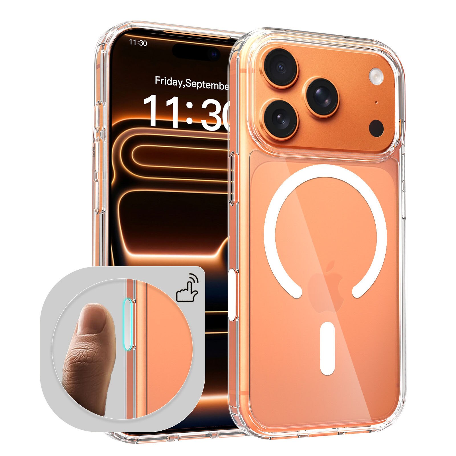 Huse telefoane, AFKSMILE, Husa de protectie compatibila Apple iPhone 17, MagSafe, Anti-soc, 1.5mm, Decupaje Precise, Rezistenta la impact, Margini ridicate pentru protectia ecranului, iPhone 17 Pro Max, TPU+PC, Transparenta