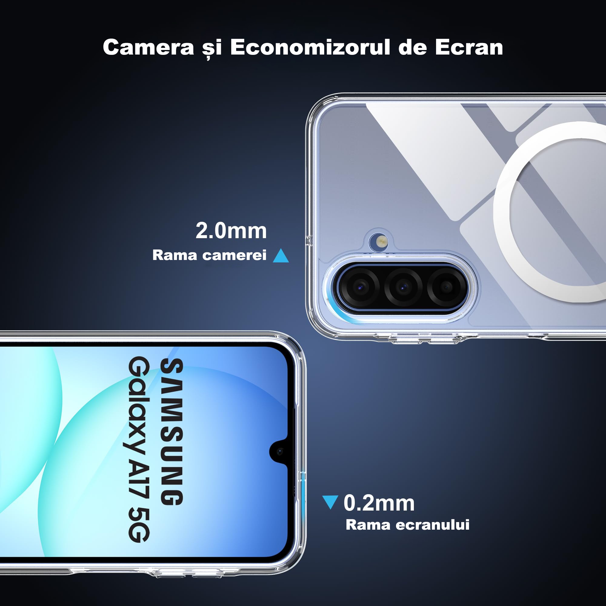 Husa de Protectie Magsafe Compatibila cu Samsung Galaxy A17/A16 5G, MOGU, Carcasa Magnetic Telefon Incarcare Wireless, Anti-ingalbenire, Rezistenta la Socuri, Protectie Impotriva Caderilor de Nivel Militar, Antizgarieturi, PC+TPU, Transparenta