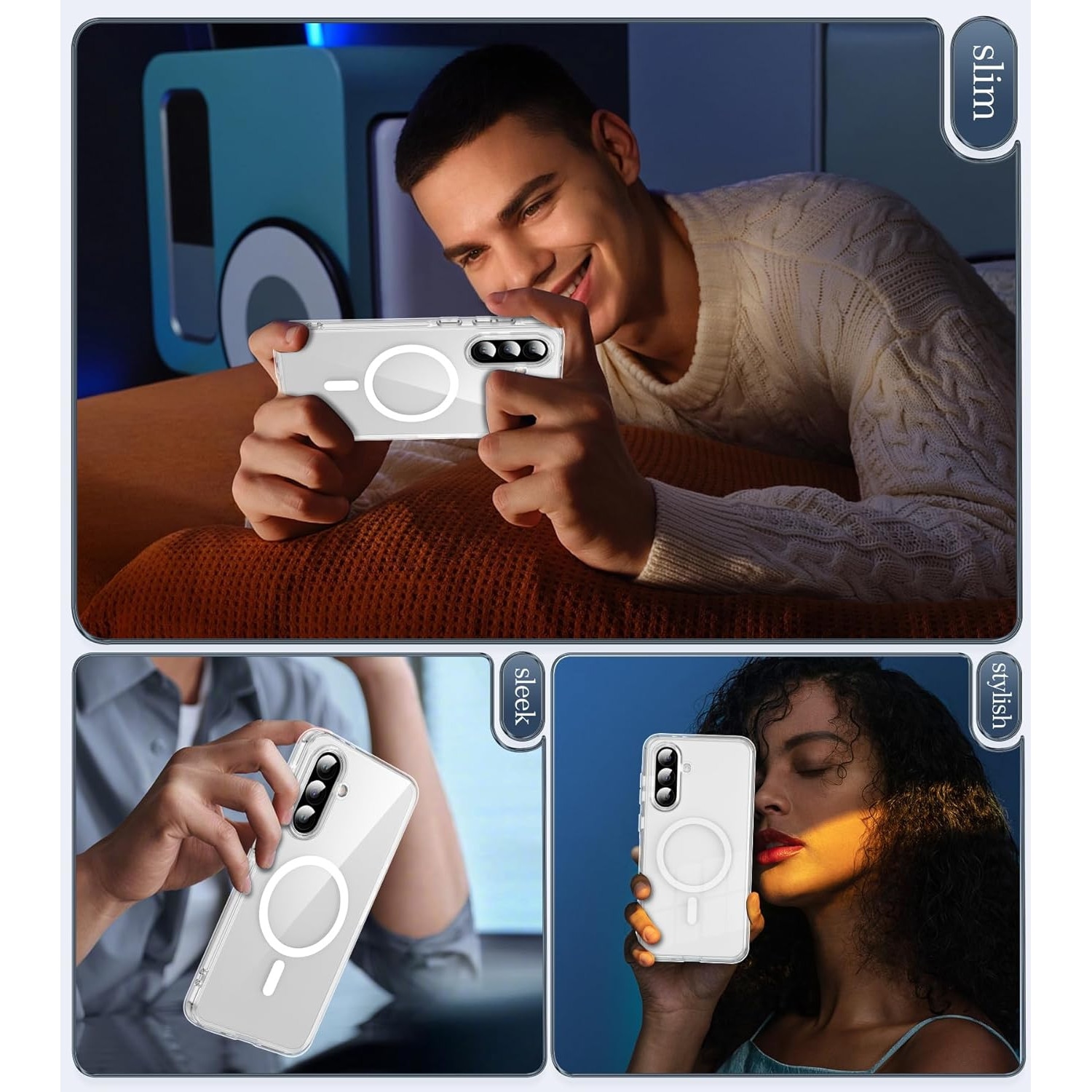 Husa de Protectie Magsafe Compatibila cu Samsung Galaxy A17/A16 5G, MOGU, Carcasa Magnetic Telefon Incarcare Wireless, Anti-ingalbenire, Rezistenta la Socuri, Protectie Impotriva Caderilor de Nivel Militar, Antizgarieturi, PC+TPU, Transparenta