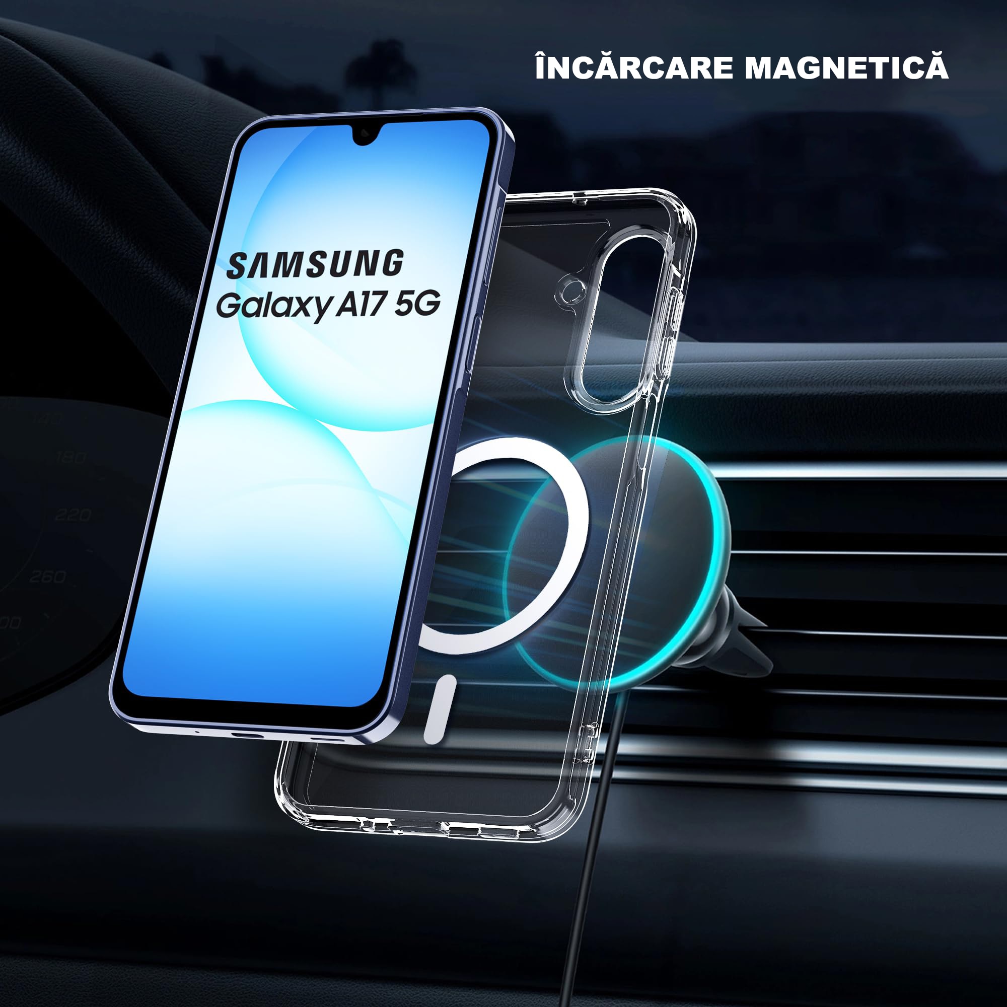 Husa de Protectie Magsafe Compatibila cu Samsung Galaxy A17/A16 5G, MOGU, Carcasa Magnetic Telefon Incarcare Wireless, Anti-ingalbenire, Rezistenta la Socuri, Protectie Impotriva Caderilor de Nivel Militar, Antizgarieturi, PC+TPU, Transparenta
