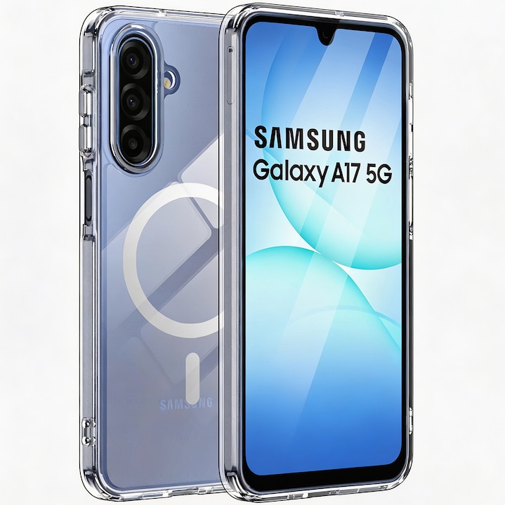 Husa de Protectie Magsafe Compatibila cu Samsung Galaxy A17/A16 5G, MOGU, Carcasa Magnetic Telefon Incarcare Wireless, Anti-ingalbenire, Rezistenta la Socuri, Protectie Impotriva Caderilor de Nivel Militar, Antizgarieturi, PC+TPU, Transparenta
