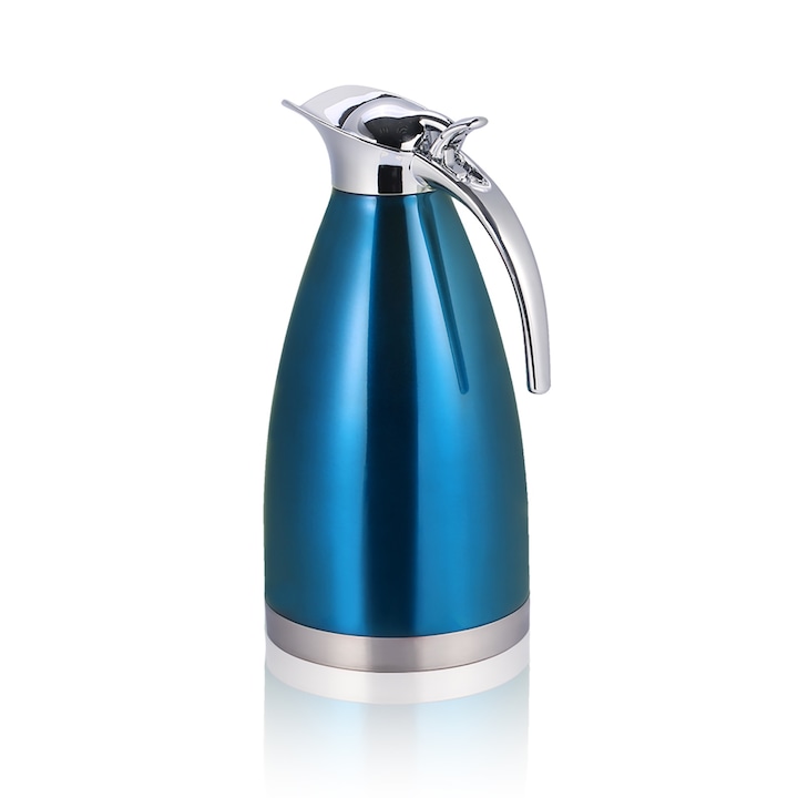 Cafetiera din otel inoxidabil, Cozevdnt, 2L, izolatie vid, capacitate 1.5L, culoare albastra