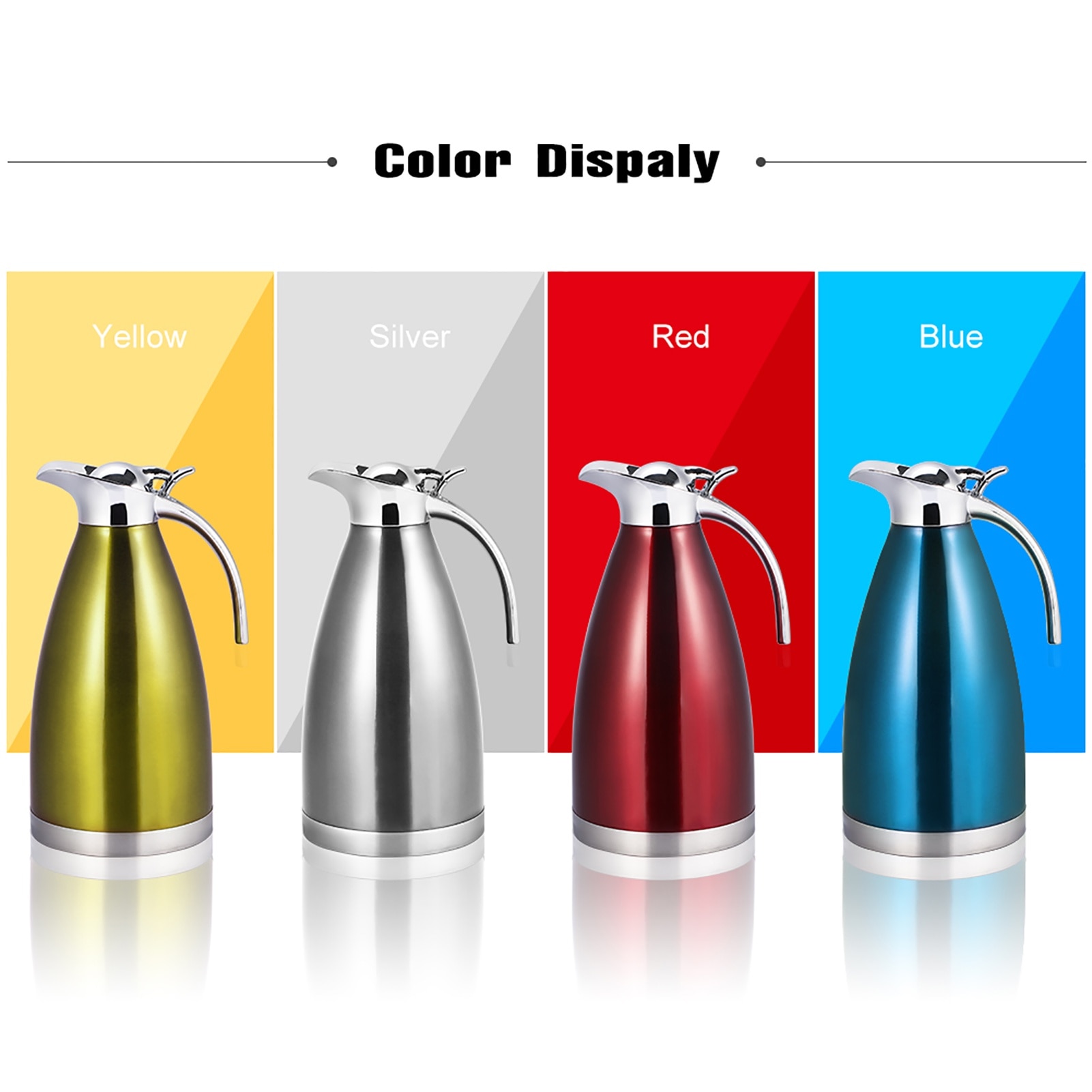 Cafetiera din otel inoxidabil, Cozevdnt, 2L, izolatie vid, capacitate 1.5L, culoare albastra