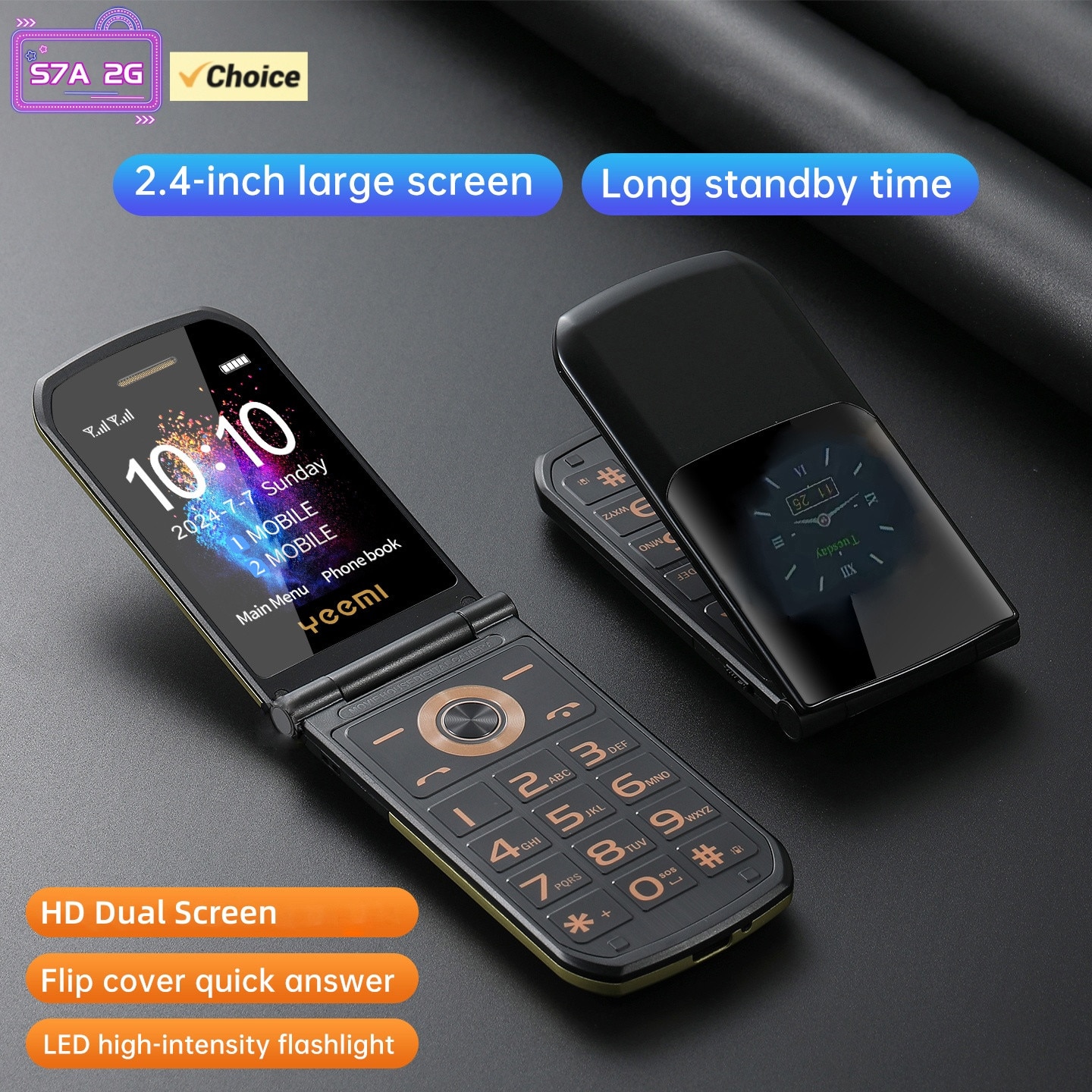 Telefon mobil AIEK S7A, 2G, 2.4 inch, 32MB, camera 8MP, negru, 105.3x54x18.4mm