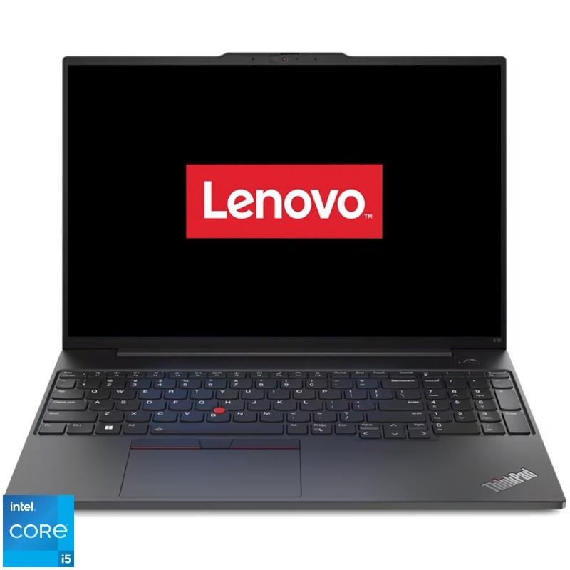 Laptop Lenovo ThinkPad E16 Gen 1 cu procesor Intel® Core™ i5-1335U pana la 4.6 GHz, 10 nuclee, 12 MB "16", WUXGA, IPS, 40GB DDR4, 2TB SSD, Intel® Iris® Xe Graphics, No OS, Graphite Black