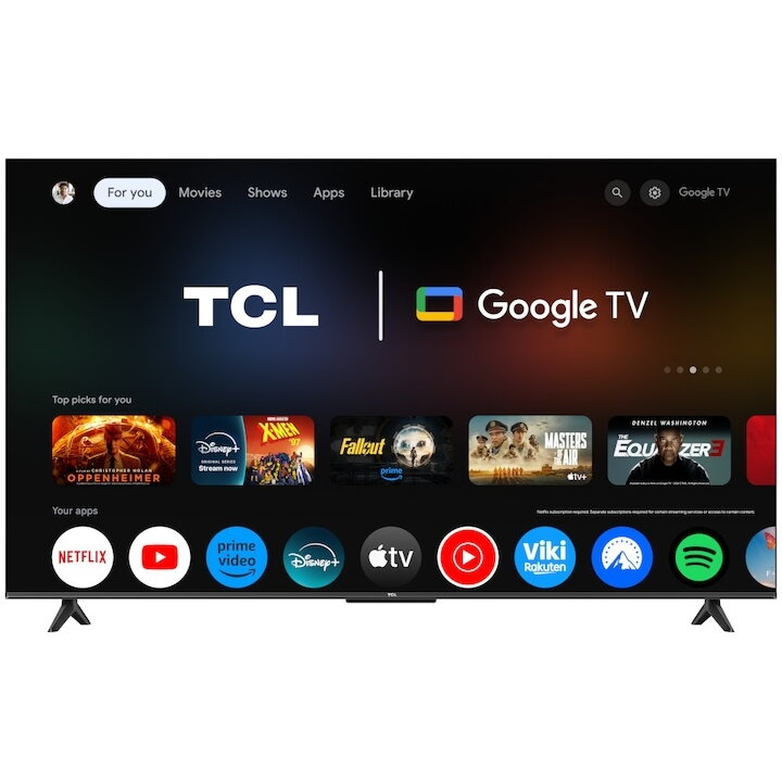 Televizor LED Smart TCL 55V6C, diagonala 139 cm, Ultra HD / 4K, clasa E, sistem operare Google TV, tehnologie HDR, Dolby Audio, Chromecast, T-Cast, Game Mode, negru