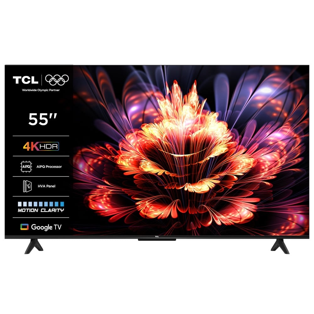 Televizor LED Smart TCL 55V6C, diagonala 139 cm, Ultra HD / 4K, clasa E, sistem operare Google TV, tehnologie HDR, Dolby Audio, Chromecast, T-Cast, Game Mode, negru