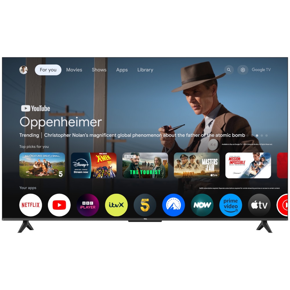 Televizor LED Smart TCL 55V6C, diagonala 139 cm, Ultra HD / 4K, clasa E, sistem operare Google TV, tehnologie HDR, Dolby Audio, Chromecast, T-Cast, Game Mode, negru