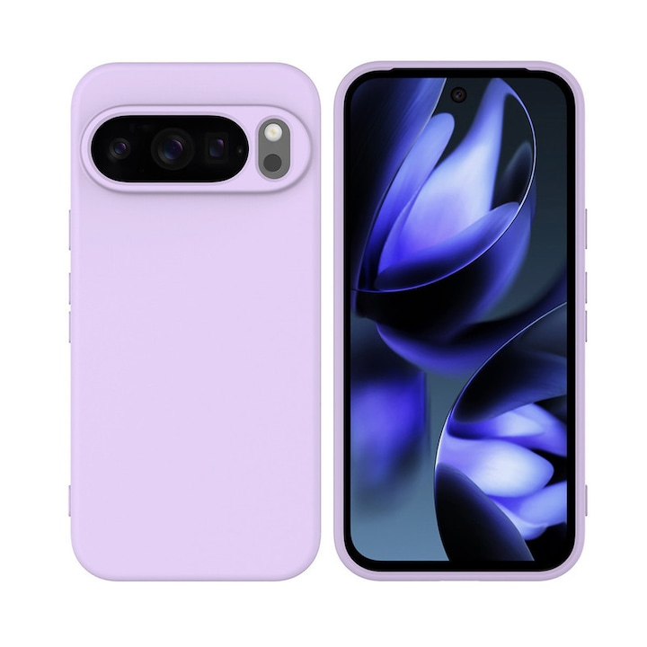 Carcasa pentru Google Pixel 10/ Pixel 10 PRO, Bumper din Cauciuc Lichid Siliconic, Cuseta, Ultra Subtire, Rezistenta la Socuri, Protectoare Antizgarieturi-violet deschis