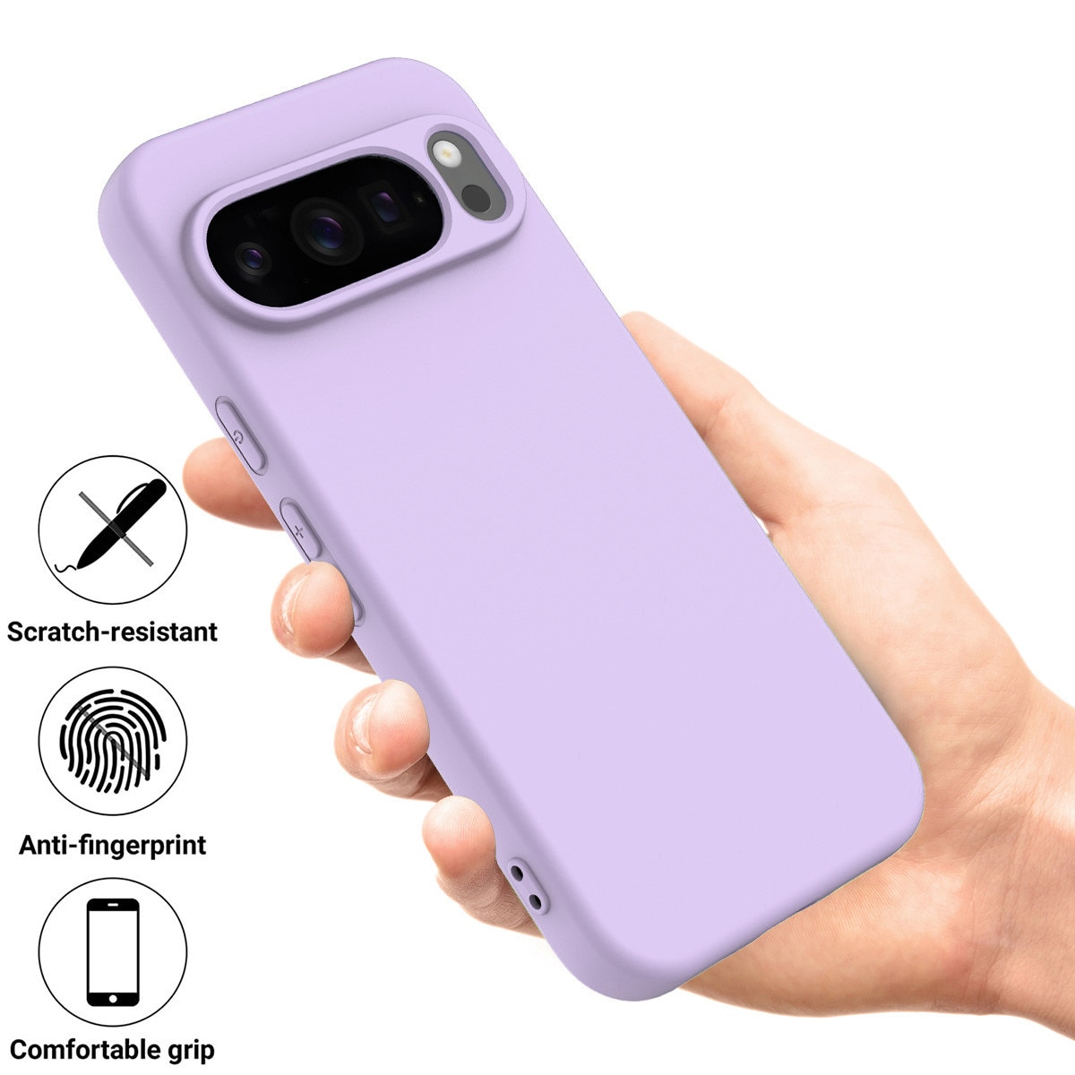 Carcasa pentru Google Pixel 10/ Pixel 10 PRO, Bumper din Cauciuc Lichid Siliconic, Cuseta, Ultra Subtire, Rezistenta la Socuri, Protectoare Antizgarieturi-violet deschis