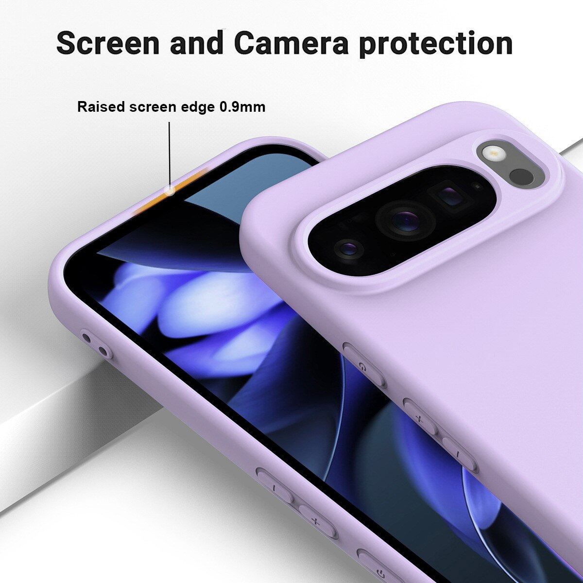 Carcasa pentru Google Pixel 10/ Pixel 10 PRO, Bumper din Cauciuc Lichid Siliconic, Cuseta, Ultra Subtire, Rezistenta la Socuri, Protectoare Antizgarieturi-violet deschis