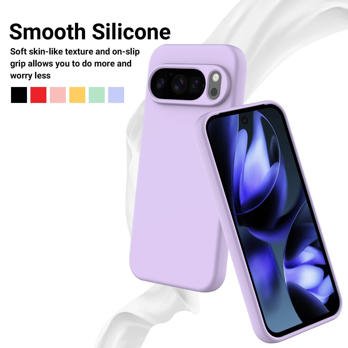 Carcasa pentru Google Pixel 10/ Pixel 10 PRO, Bumper din Cauciuc Lichid Siliconic, Cuseta, Ultra Subtire, Rezistenta la Socuri, Protectoare Antizgarieturi-violet deschis
