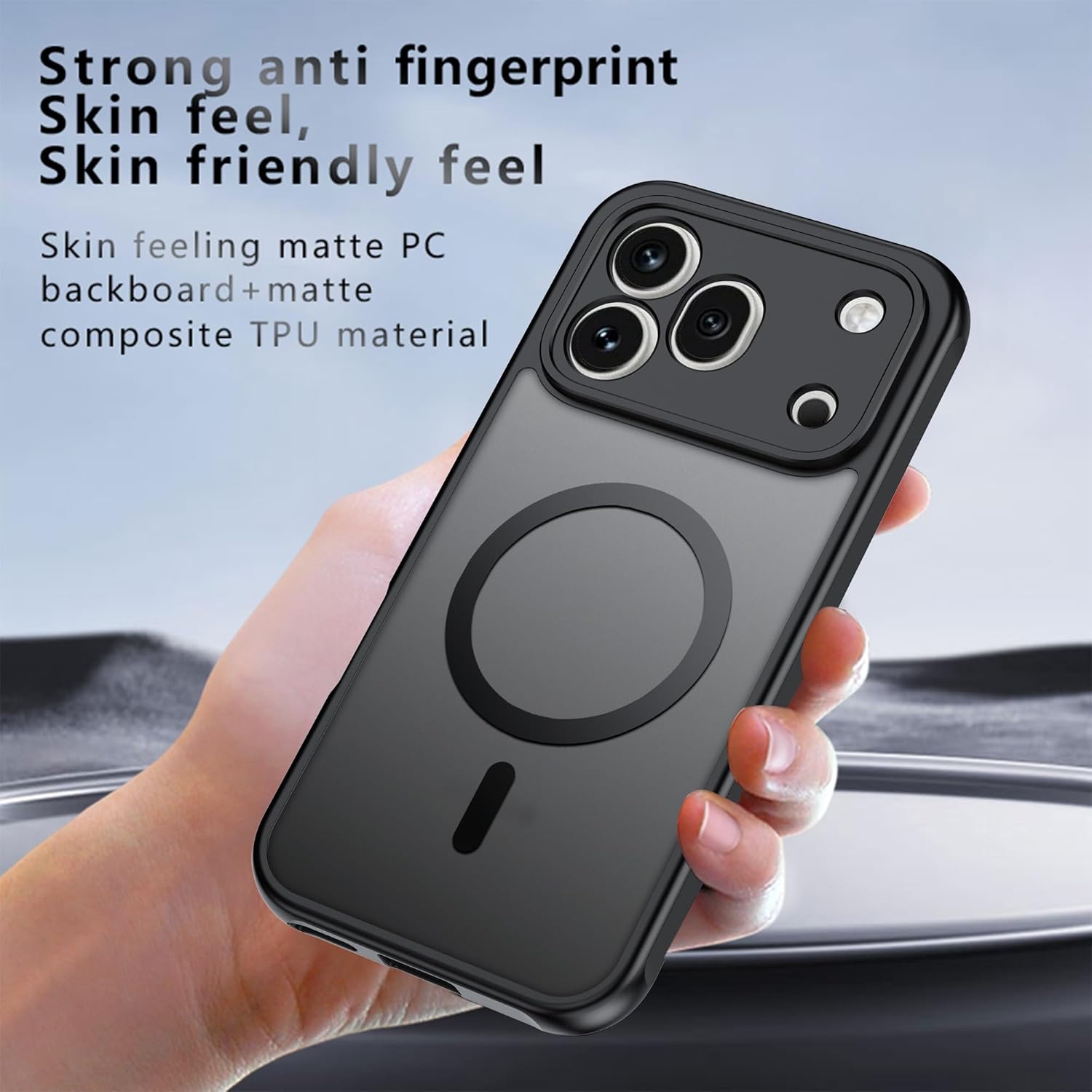 Husa pentru Honor 600 Pro cu protectie pentru lentile si MagFit EasyCharge, Ghost Series Anti-ingalbenire, frosted - negru