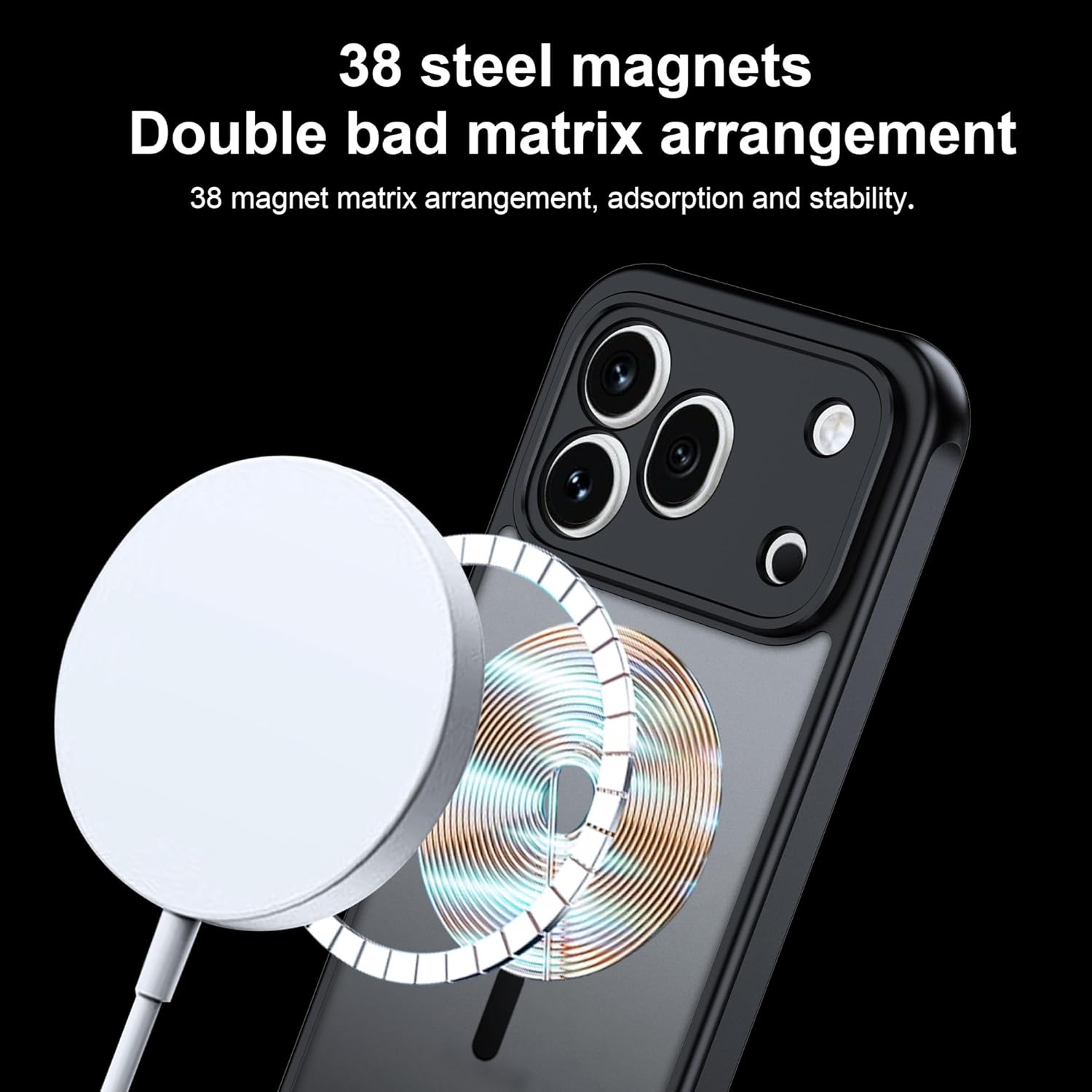 Husa pentru Honor 600 Pro cu protectie pentru lentile si MagFit EasyCharge, Ghost Series Anti-ingalbenire, frosted - negru